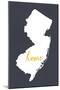 New Jersey - Home State - White on Gray-Lantern Press-Mounted Art Print