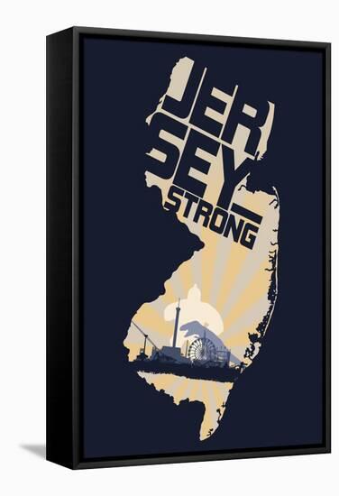 New Jersey - Jersey Strong-Lantern Press-Framed Stretched Canvas