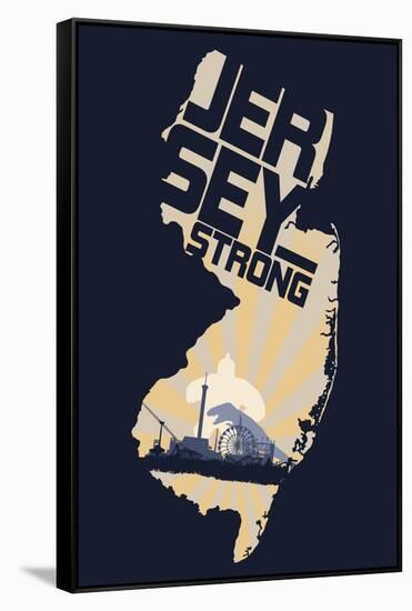 New Jersey - Jersey Strong-Lantern Press-Framed Stretched Canvas