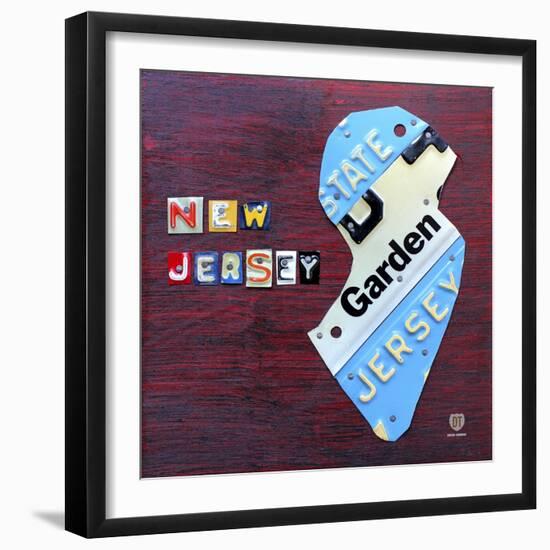 New Jersey License Plate Map-Design Turnpike-Framed Giclee Print