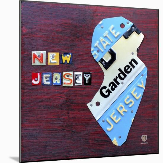 New Jersey License Plate Map-Design Turnpike-Mounted Giclee Print