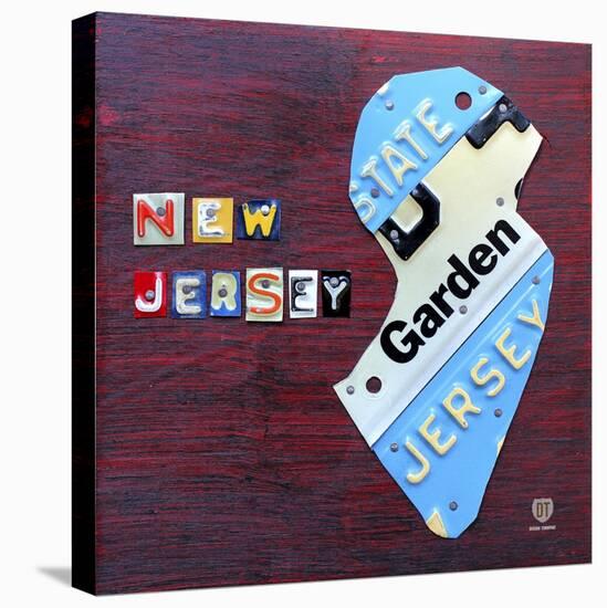 New Jersey License Plate Map-Design Turnpike-Stretched Canvas