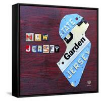 New Jersey License Plate Map-Design Turnpike-Framed Stretched Canvas