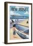 New Jersey - Lifeboat and Pier-Lantern Press-Framed Art Print