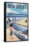 New Jersey - Lifeboat and Pier-Lantern Press-Framed Stretched Canvas