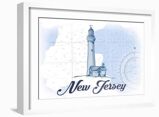 New Jersey - Lighthouse - Blue - Coastal Icon-Lantern Press-Framed Art Print