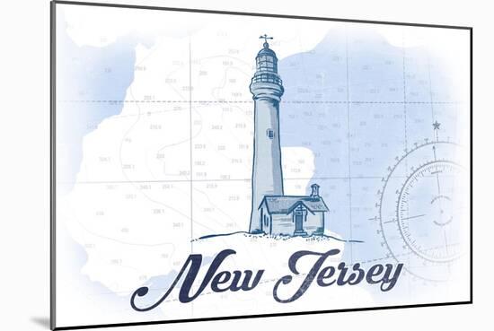 New Jersey - Lighthouse - Blue - Coastal Icon-Lantern Press-Mounted Art Print