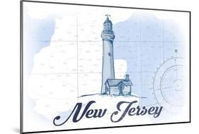 New Jersey - Lighthouse - Blue - Coastal Icon-Lantern Press-Mounted Art Print