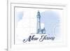 New Jersey - Lighthouse - Blue - Coastal Icon-Lantern Press-Framed Premium Giclee Print