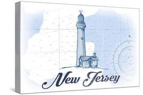 New Jersey - Lighthouse - Blue - Coastal Icon-Lantern Press-Stretched Canvas