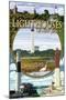 New Jersey - Lighthouse Montage Scenes-Lantern Press-Mounted Art Print