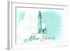 New Jersey - Lighthouse - Teal - Coastal Icon-Lantern Press-Framed Art Print