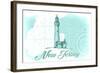 New Jersey - Lighthouse - Teal - Coastal Icon-Lantern Press-Framed Art Print