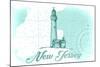 New Jersey - Lighthouse - Teal - Coastal Icon-Lantern Press-Mounted Art Print