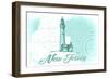 New Jersey - Lighthouse - Teal - Coastal Icon-Lantern Press-Framed Art Print