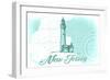 New Jersey - Lighthouse - Teal - Coastal Icon-Lantern Press-Framed Art Print