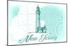 New Jersey - Lighthouse - Teal - Coastal Icon-Lantern Press-Mounted Art Print