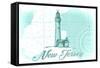 New Jersey - Lighthouse - Teal - Coastal Icon-Lantern Press-Framed Stretched Canvas