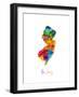 New Jersey Map-Michael Tompsett-Framed Art Print