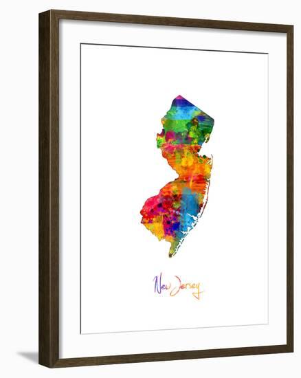 New Jersey Map-Michael Tompsett-Framed Art Print