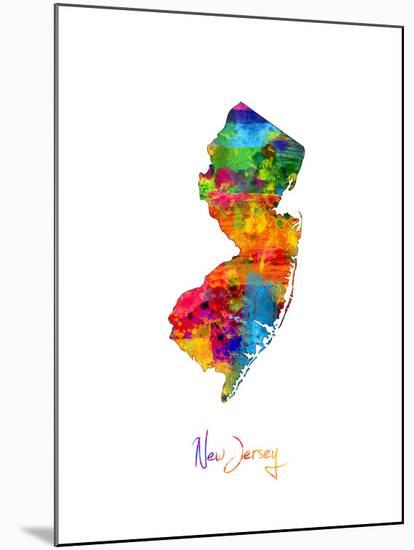 New Jersey Map-Michael Tompsett-Mounted Art Print