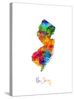 New Jersey Map-Michael Tompsett-Stretched Canvas