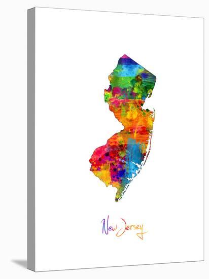 New Jersey Map-Michael Tompsett-Stretched Canvas