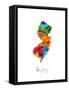 New Jersey Map-Michael Tompsett-Framed Stretched Canvas