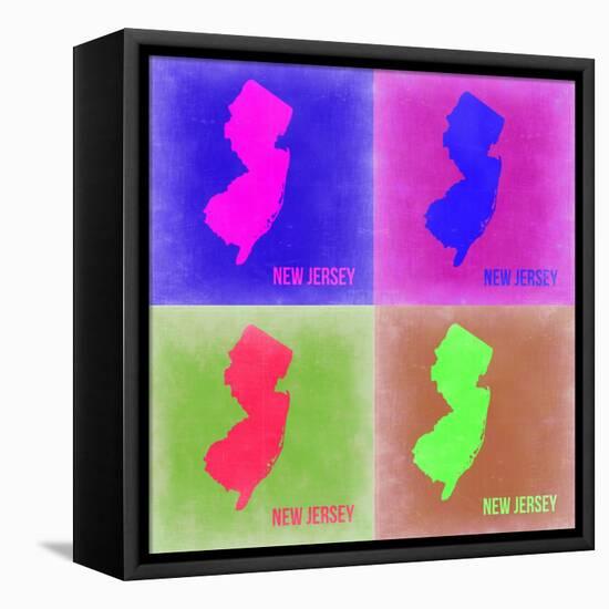 New Jersey Pop Art Map 2-NaxArt-Framed Stretched Canvas