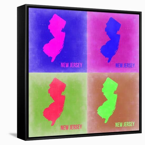 New Jersey Pop Art Map 2-NaxArt-Framed Stretched Canvas