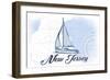 New Jersey - Sailboat - Blue - Coastal Icon-Lantern Press-Framed Art Print