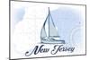New Jersey - Sailboat - Blue - Coastal Icon-Lantern Press-Mounted Art Print