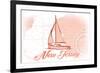 New Jersey - Sailboat - Coral - Coastal Icon-Lantern Press-Framed Premium Giclee Print