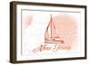 New Jersey - Sailboat - Coral - Coastal Icon-Lantern Press-Framed Art Print