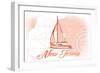 New Jersey - Sailboat - Coral - Coastal Icon-Lantern Press-Framed Art Print