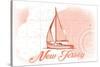 New Jersey - Sailboat - Coral - Coastal Icon-Lantern Press-Stretched Canvas