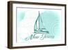 New Jersey - Sailboat - Teal - Coastal Icon-Lantern Press-Framed Art Print