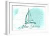 New Jersey - Sailboat - Teal - Coastal Icon-Lantern Press-Framed Art Print