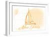 New Jersey - Sailboat - Yellow - Coastal Icon-Lantern Press-Framed Art Print