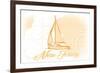 New Jersey - Sailboat - Yellow - Coastal Icon-Lantern Press-Framed Art Print