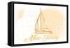 New Jersey - Sailboat - Yellow - Coastal Icon-Lantern Press-Framed Stretched Canvas