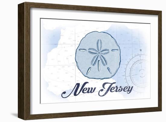 New Jersey - Sand Dollar - Blue - Coastal Icon-Lantern Press-Framed Art Print