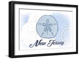 New Jersey - Sand Dollar - Blue - Coastal Icon-Lantern Press-Framed Art Print