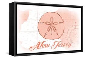 New Jersey - Sand Dollar - Coral - Coastal Icon-Lantern Press-Framed Stretched Canvas
