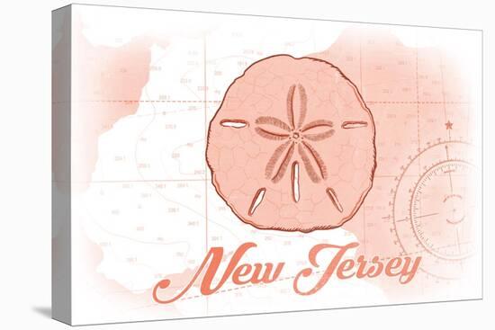 New Jersey - Sand Dollar - Coral - Coastal Icon-Lantern Press-Stretched Canvas