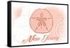 New Jersey - Sand Dollar - Coral - Coastal Icon-Lantern Press-Framed Stretched Canvas