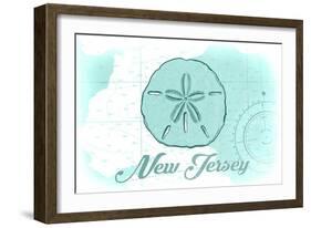 New Jersey - Sand Dollar - Teal - Coastal Icon-Lantern Press-Framed Art Print