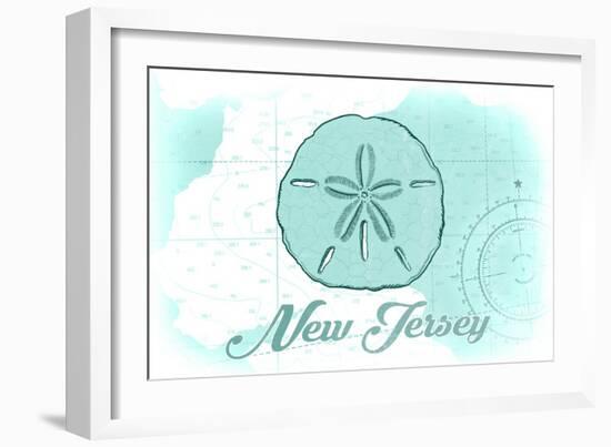 New Jersey - Sand Dollar - Teal - Coastal Icon-Lantern Press-Framed Art Print