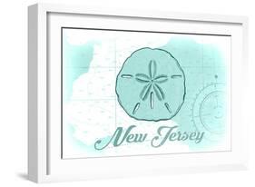 New Jersey - Sand Dollar - Teal - Coastal Icon-Lantern Press-Framed Art Print