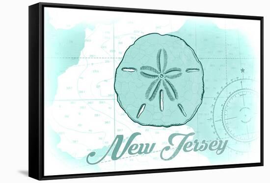 New Jersey - Sand Dollar - Teal - Coastal Icon-Lantern Press-Framed Stretched Canvas